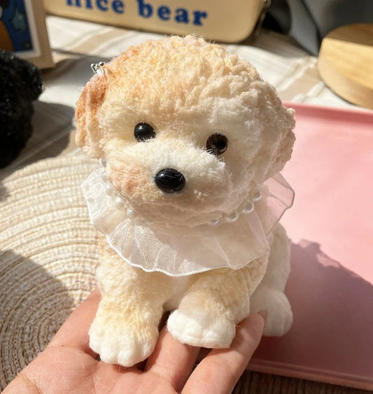 teddy dog squishy toy (white and yellow)